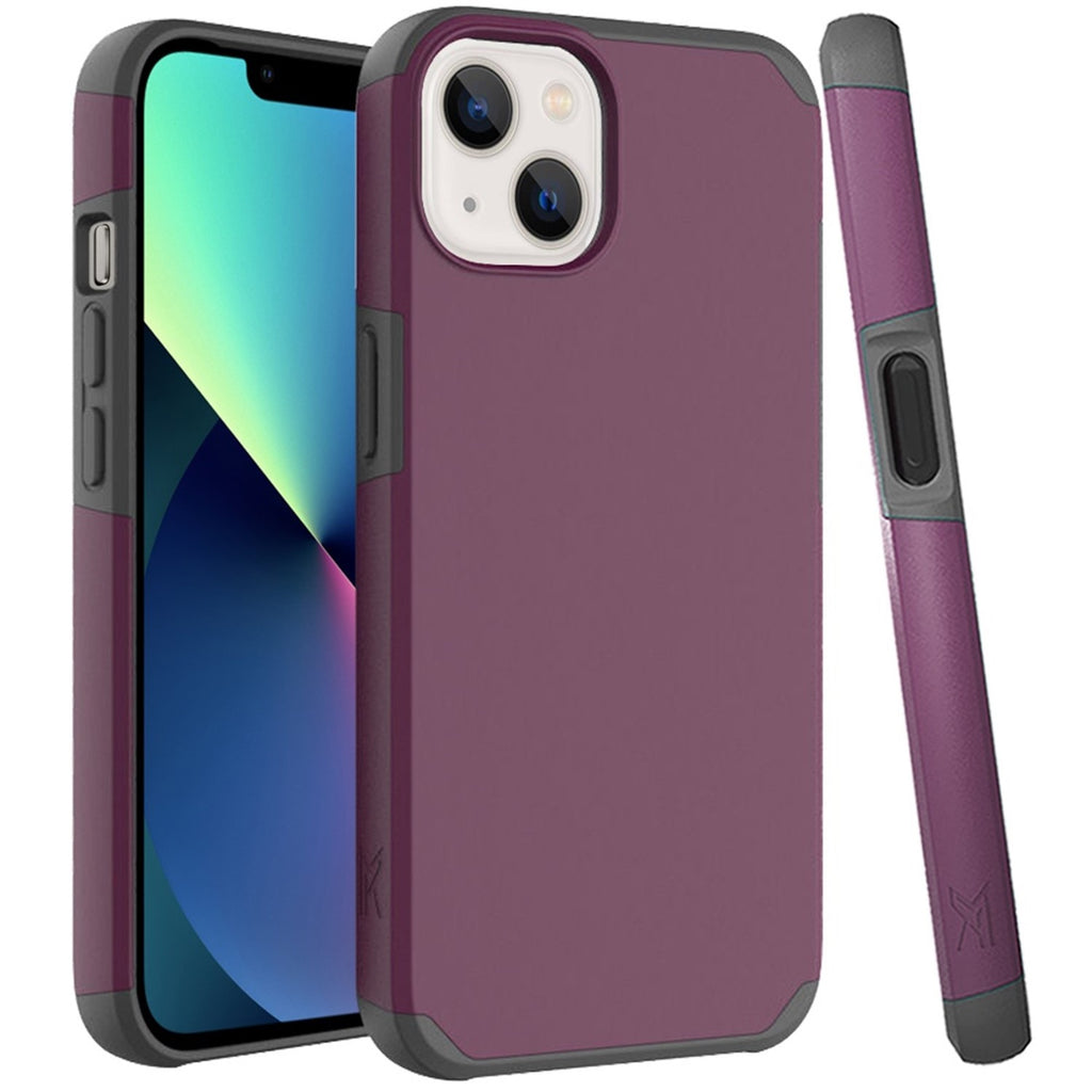 Metkase Minimalistic Slim Tough Shockproof Hybrid Case For iPhone 13 - Magenta Purple