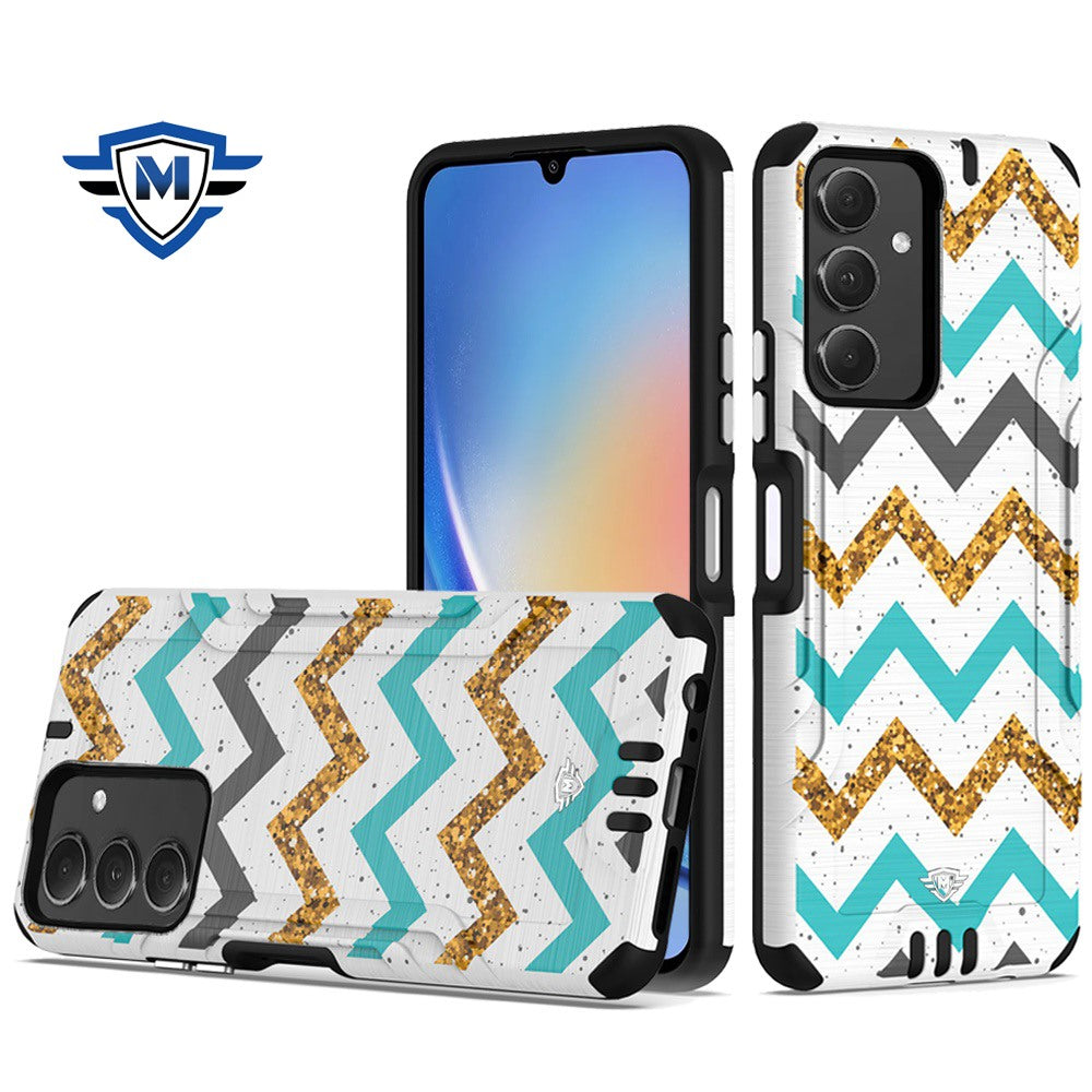 Metkase Strong Tough Metallic Design Hybrid In Premium Slide-Out Package For Samsung A15 5G - Zigzag