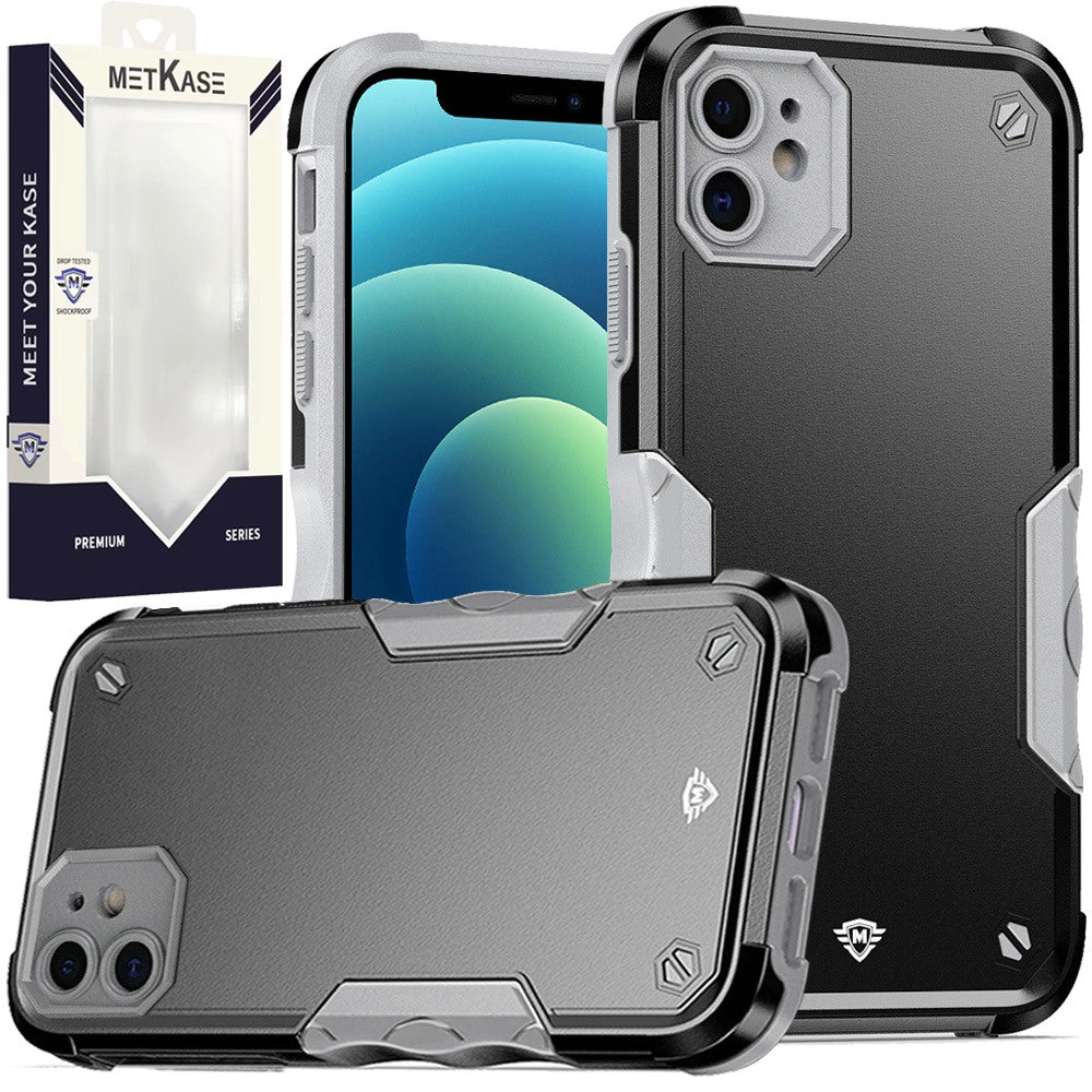 Metkase Exquisite Tough Shockproof Hybrid For iPhone 12|iPhone 12 Pro - Black/Grey