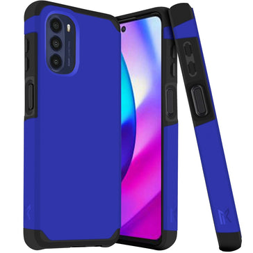 MetKase Tough Strong Slim Dual-Layer Shockproof Hybrid Case Cover For Moto G 5G 2022 - Classic Blue
