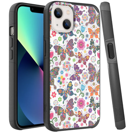 Metkase Minimalistic Slim Tough Shockproof Hybrid Case For iPhone 13 Pro - Butterfly Floral