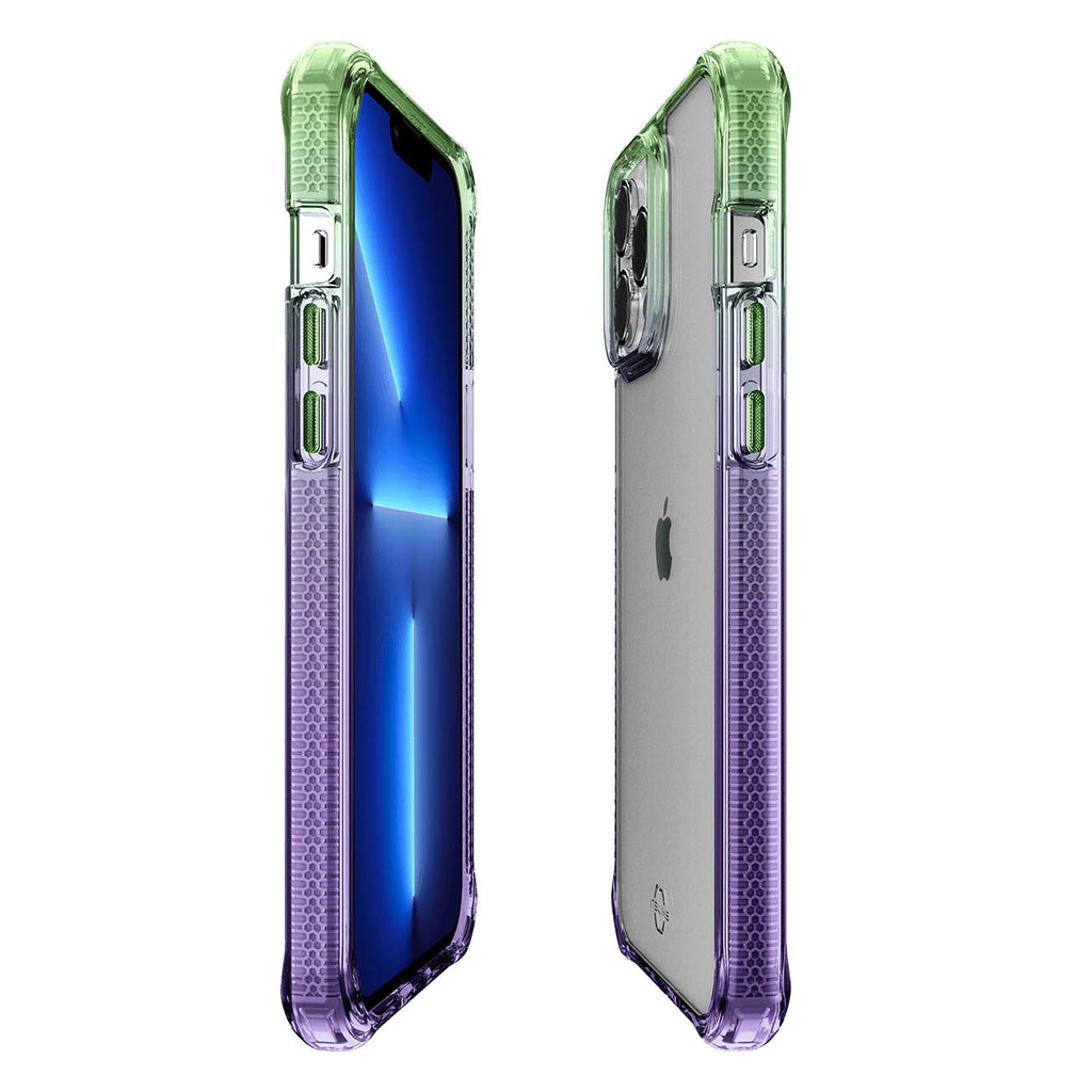 ITSKINS Supreme Prism Case For iPhone 13 Pro Max / 12 Pro Max - Antimicrobial - Green/Purple