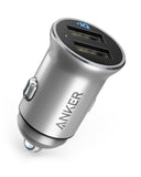 Anker Powerdrive 2 Alloy 24W Vehicle Charger -Fast Charging with Power IQ Technology - Silver