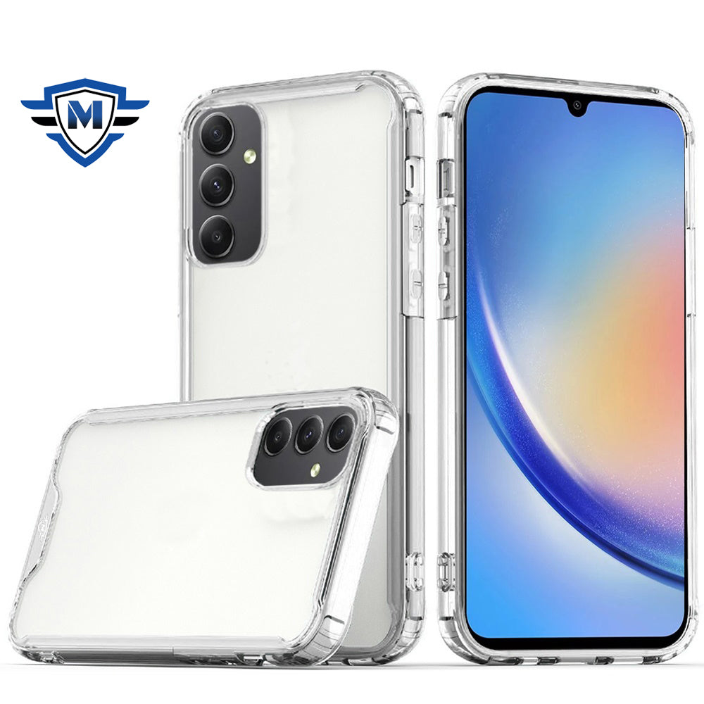 Metkase Colored Shockproof Transparent Hard PC TPU Hybrid Case Cover In Premium Slide-Out Package For Samsung A15 5G - Clear/Clear
