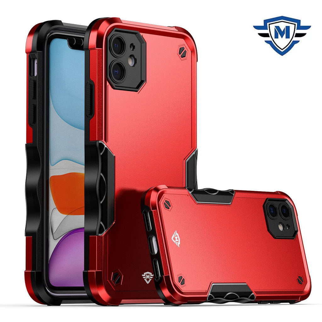 Metkase Exquisite Tough Shockproof Hybrid In Slide-Out Package For iPhone 11 - Red/Black