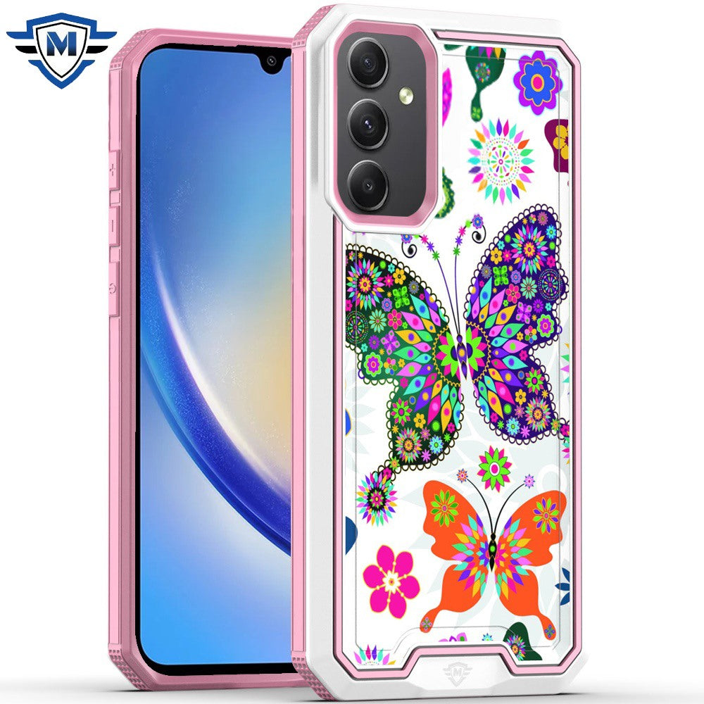Metkase Premium Rank Design Fused Hybrid Case In Slide-Out Package For Samsung A15 5G - Colorful Butterflies