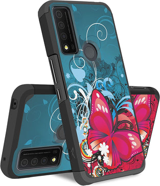 Metkase Tough Strong Slim Dual-Layer Shockproof Hybrid Case For TCL30 Xe 5G - Butterfly Bliss