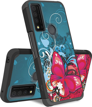 Metkase Tough Strong Slim Dual-Layer Shockproof Hybrid Case For TCL30 Xe 5G - Butterfly Bliss