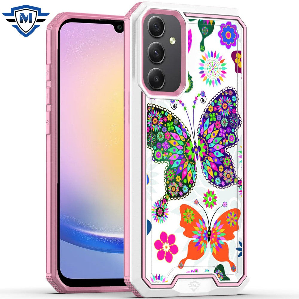 Metkase Premium Rank Design Fused Hybrid Case In Slide-Out Package For Samsung A25 5G - Colorful Butterflies