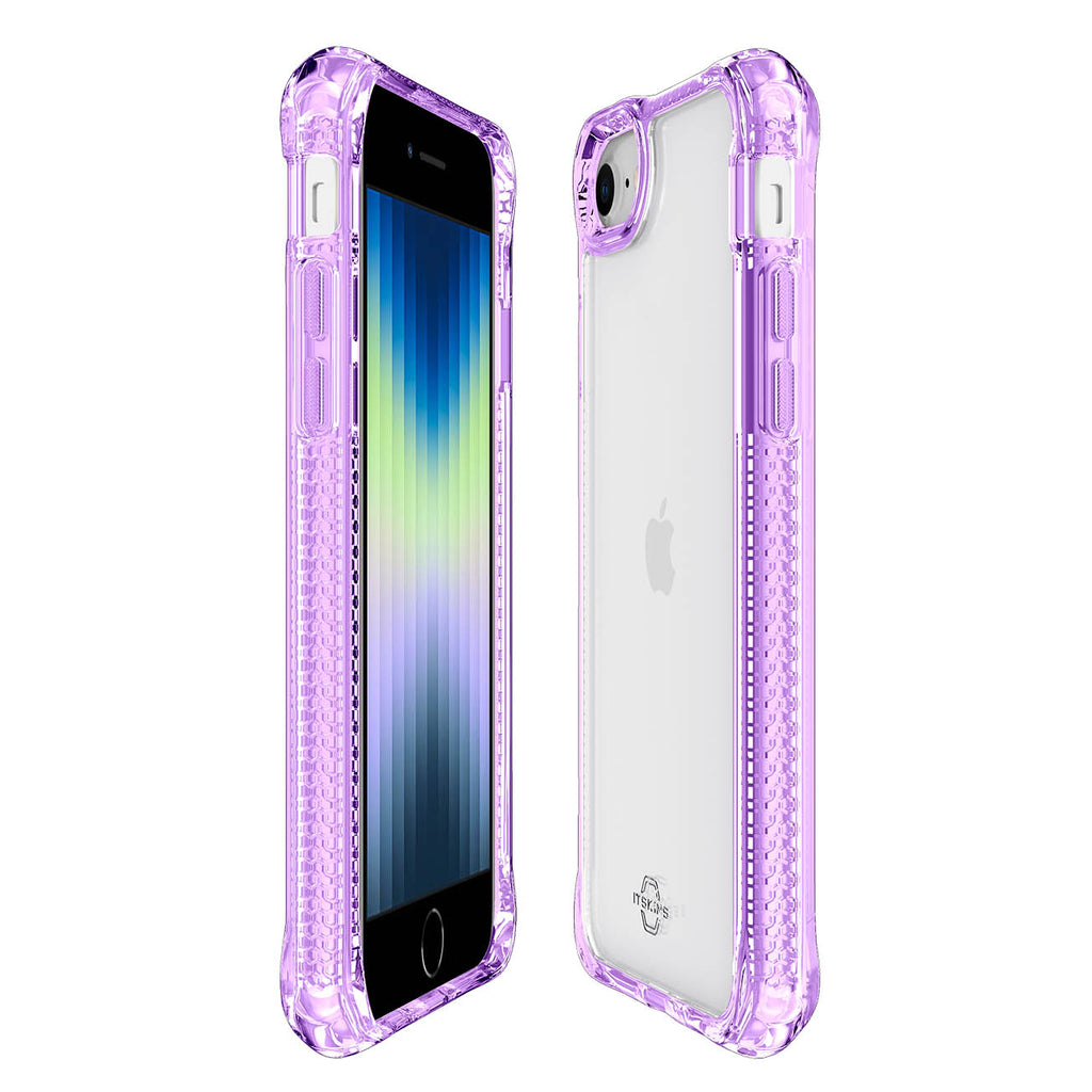ITSKINS Hybrid Clear Case For iPhone SE ( 2022, 2020 ), 8, 7, 6 - Antimicrobial - Purple