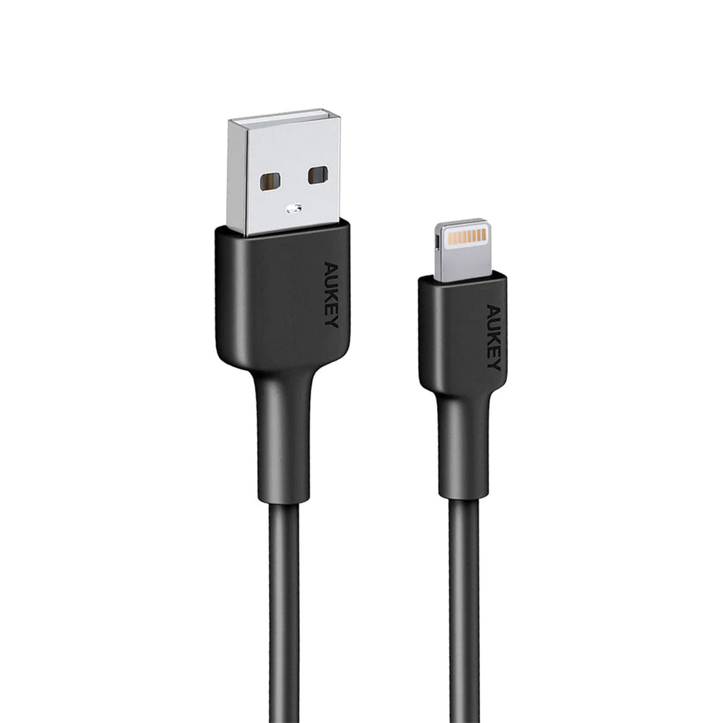 Aukey USB-A to Lightning 0.9M Nylon Braided MFI Cable - Black