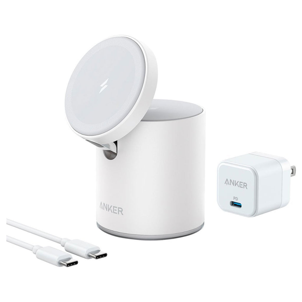Anker 623 Magnetic Wireless Charger (MagGo) with 20W USB-C Cable & Charger - White