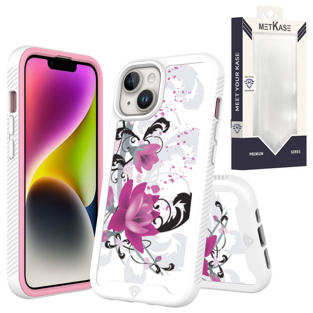 Metkase Premium Exotic Design Hybrid Case For iPhone 11 (Xi6.1) - Rose Pink Floral