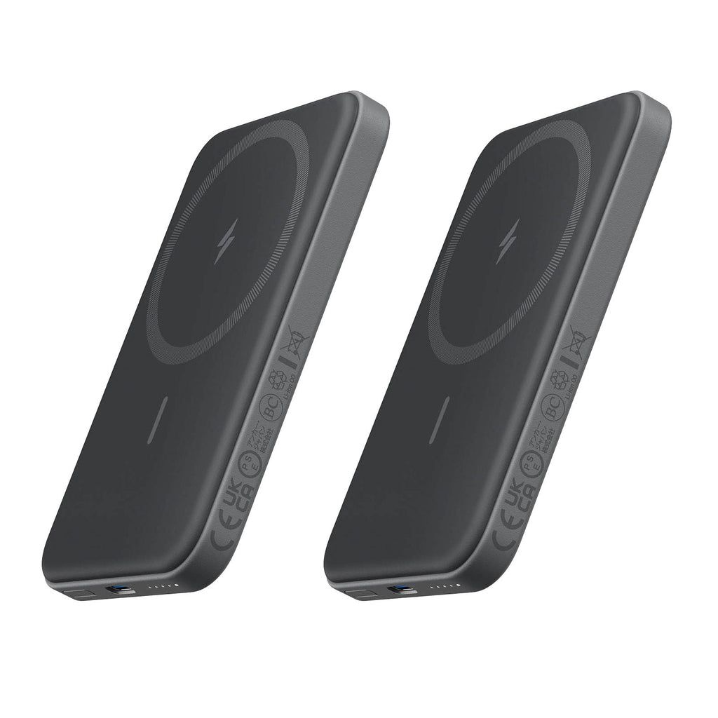 Anker 621 7.5W Mag-Go 5K mAh Magnetic Wireless Battery W/ C-C Cable (2-Pk) - Black