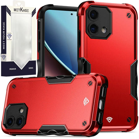 Metkase Exquisite Tough Shockproof Hybrid In Slide-Out Package For Moto G Stylus 5G (2023) - Red/Black