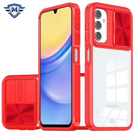 Metkase Fusion Transparent Clear Hybrid Cover Cover In Premium Slide-Out Package For Samsung A15 5G - Red