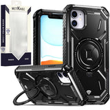 Metkase Magnetic Ring Stand Ultra Rugged ShockProof Hybrid For iPhone 12 & iPhone 12 Pro - Black