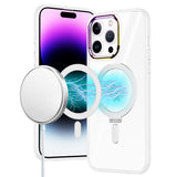 Metkase Dazzle Magnetic Ring Stand Chrome Transparent Hybrid Case for iPhone 15 Pro Max - Clear