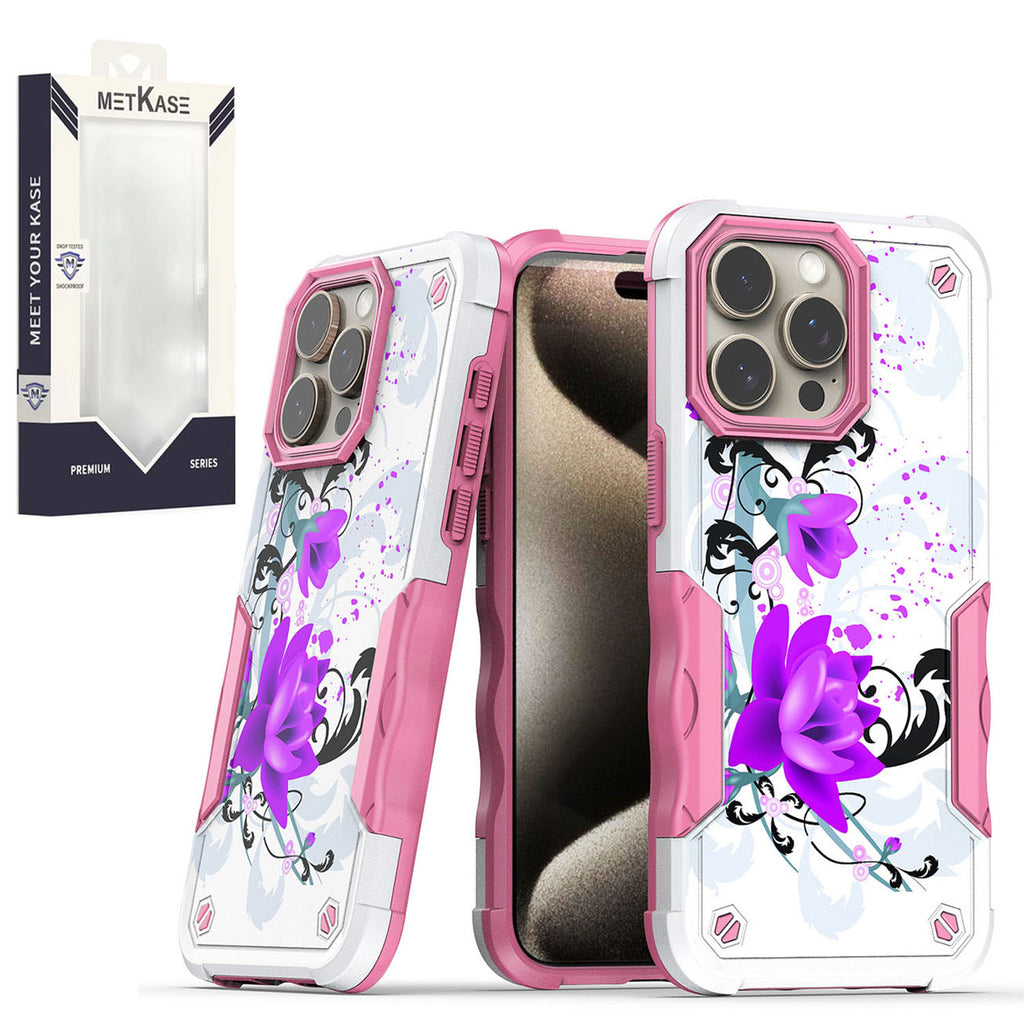 Metkase Premium Design Hybrid In Slide-Out Package For Motorola Moto G Play 2023 - Rose Pink Floral