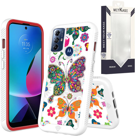 Metkase Premium Exotic Design Hybrid Case for Motorola Moto G Play 5G 2023 - Colorful Butterflies