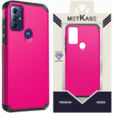 Metkase (Original Series) Tough Shockproof Hybrid For Motorola Moto G Play 5G (2023) - Hot Pink/Black