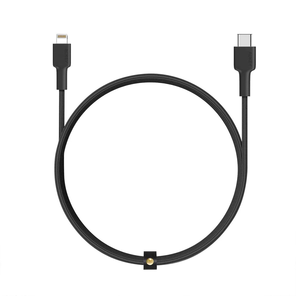 Aukey USB-C to Lightning 0.9M Nylon Braided MFI Cable - Black