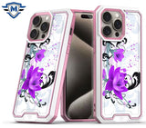 Metkase Premium Rank Design Fused Hybrid In Slide-Out Package For iPhone 12 & iPhone 12 Pro - Rose Pink Floral