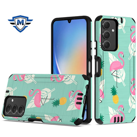 Metkase Strong Tough Metallic Design Hybrid In Premium Slide-Out Package For Samsung A15 5G - Flamingo