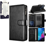 Metkase Luxury Wallet Card ID Zipper Money Holder For Motorola Moto G Play 5G (2023) - Black