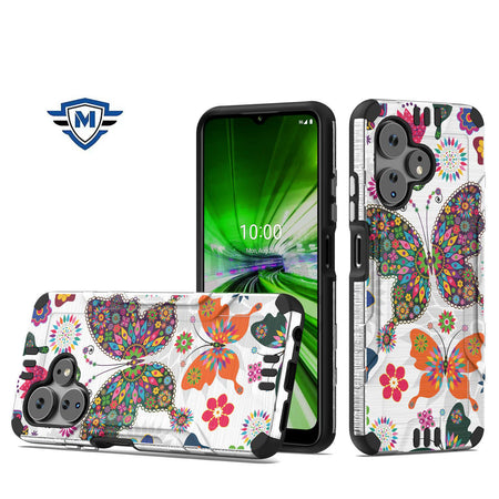 Metkase Strong Tough Metallic Design Hybrid In Slide-Out Package For Celero 3 Plus - Colorful Butterflies