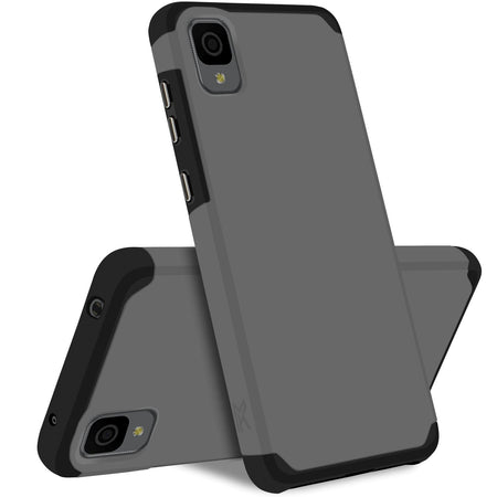 MetKase Tough Strong Slim Dual-Layer Shockproof Hybrid Case Cover For TCL 30 Z - Charcoal Grey