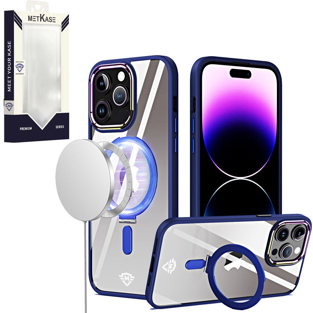 Metkase Dazzle Magnetic Ring Stand Chrome Transparent Hybrid For iPhone 11 - Navy Blue