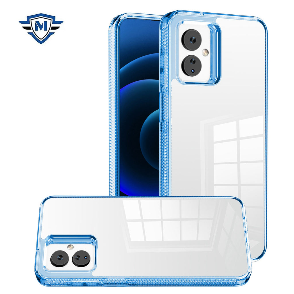 Metkase Dotted Edged Line Transparent High Quality Hybrid Case In Slide-Out Package For Celero 3 - Clear/Light Blue