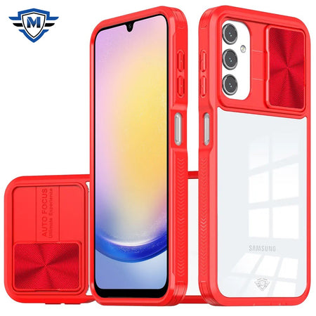Metkase Fusion Transparent Clear Hybrid Case Cover In Premium Slide-Out Package For Samsung A25 5G - Red