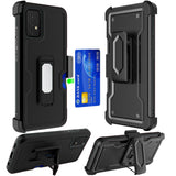 Metkase Hybrid Case For Samsung A23 5G - Black - Card Holster With Kickstand Clip