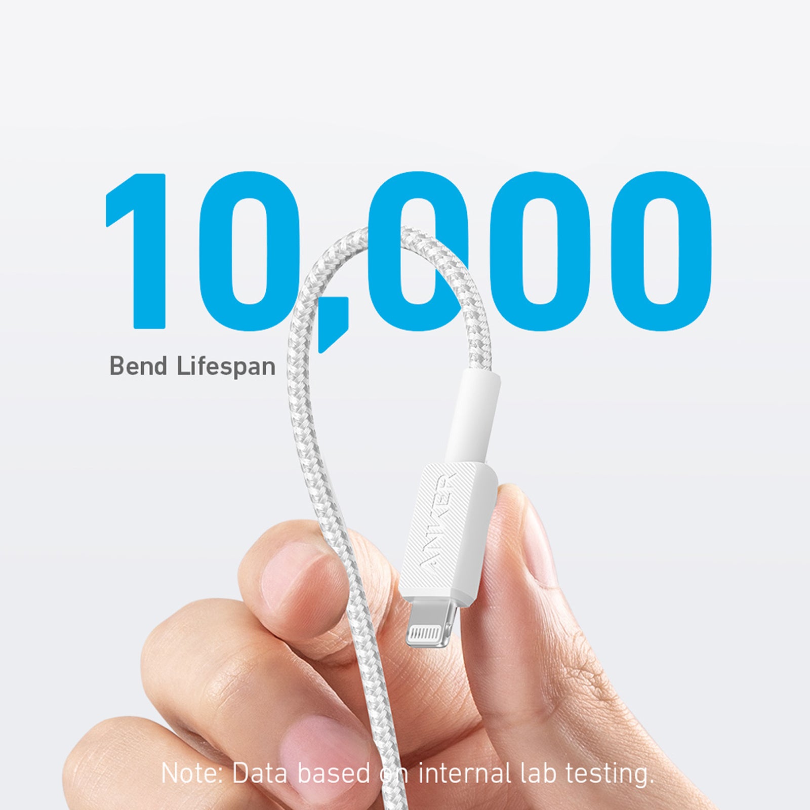 Anker 322 Braided USB-C To Lightning 3' Cable - White