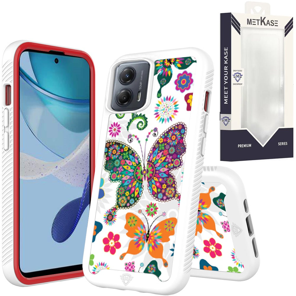 Metkase Premium Exotic Design Hybrid Case For Motorola Moto G 5G (2023) - Colorful Butterflies