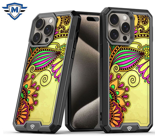 Metkase Premium Rank Design Fused Hybrid In Slide-Out Package For iPhone 12 & iPhone 12 Pro - Antique Flower