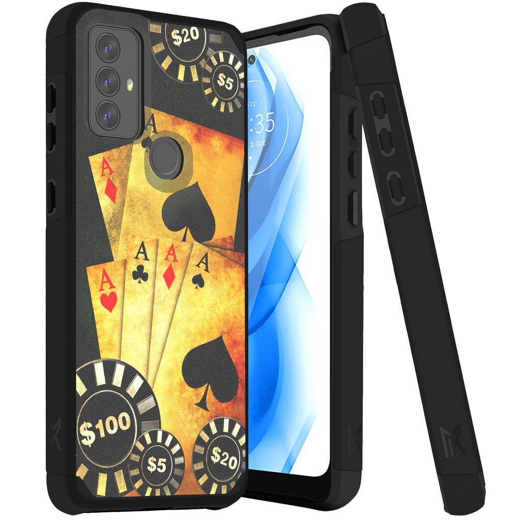 MetKase Tough Strong Hybrid (Magnet Mount Friendly) Case Cover For Moto G Play 2023 G Pure G Power (2022) - Poker