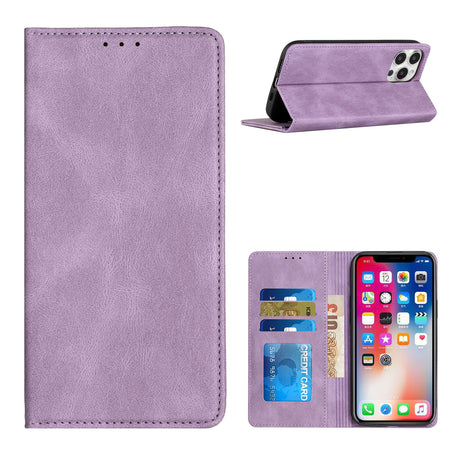 Metkase Luxury Wallet Card Id Zipper Money Holder Case Cover In Premium Slide-Out Package For Samsung A15 5G - Dark Purple