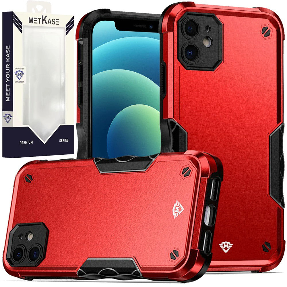 Metkase Exquisite Tough Shockproof Hybrid For iPhone 12|iPhone 12 Pro - Red/Black