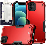 Metkase Exquisite Tough Shockproof Hybrid For iPhone 12 & iPhone 12 Pro - Red/Black