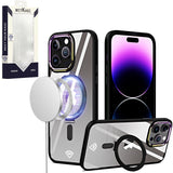 Metkase Dazzle Magnetic Ring Stand Alloy Chrome Transparent Hybrid In Slide-Out Package For iPhone 12 & iPhone 12 Pro - Black