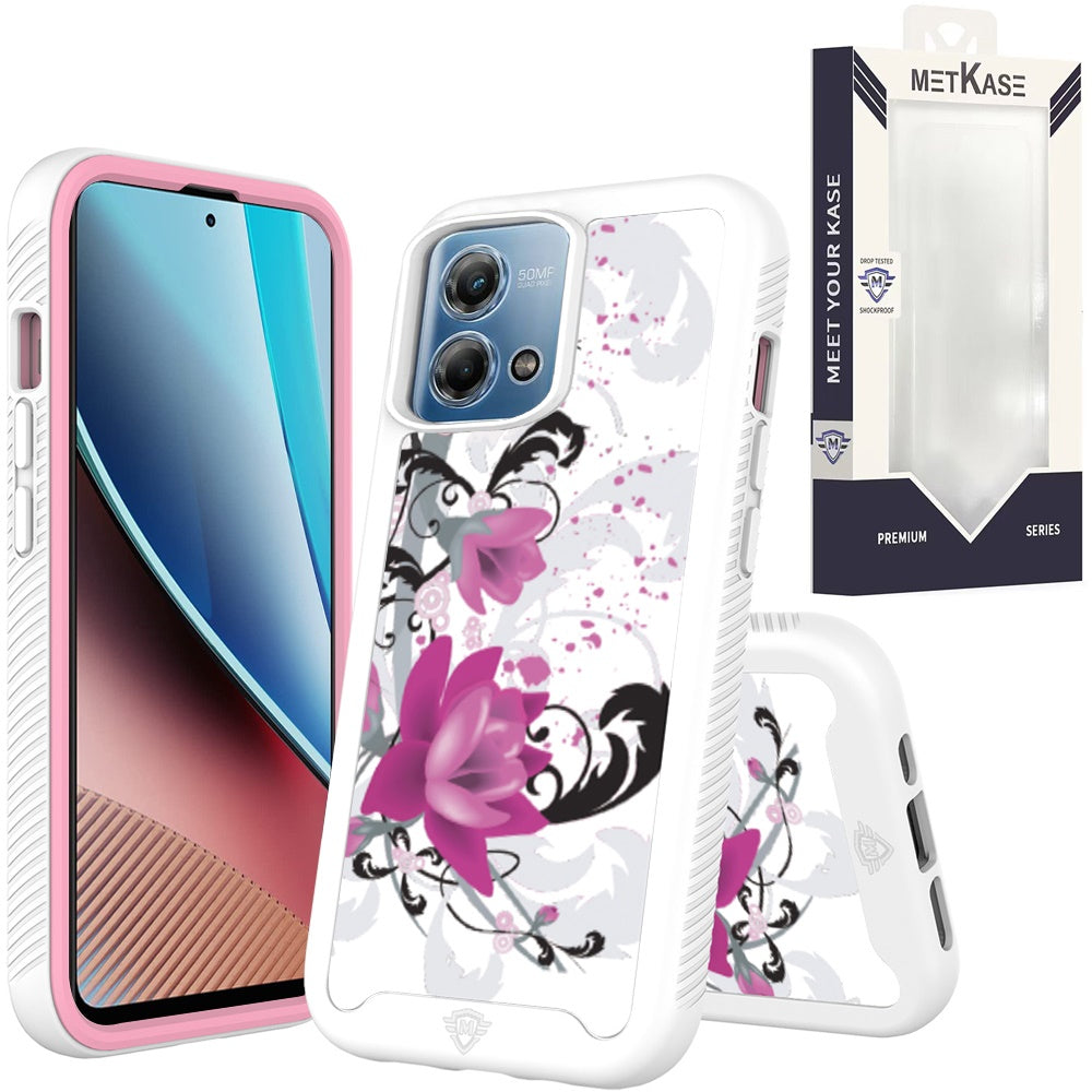 Metkase Premium Exotic Design Hybrid Case for Motorola G Stylus 5G 2023 - Rose Pink Floral