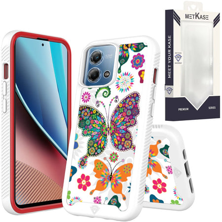 Metkase Premium Exotic Design Hybrid Case For Motorola G Stylus 5G 2023 - Colorful Butterflies