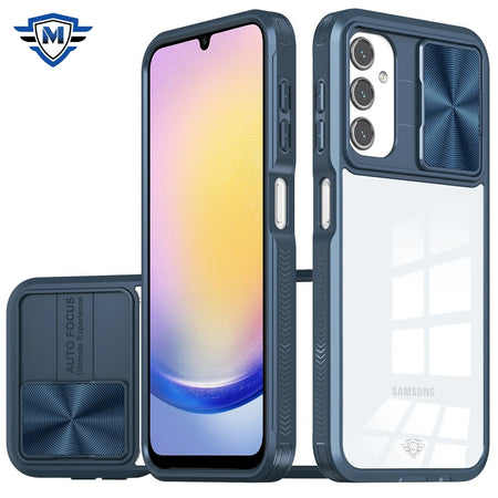 Metkase Fusion Transparent Clear Hybrid Case Cover In Premium Slide-Out Package For Samsung A25 5G - Blue