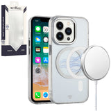 Metkase Magnetic Circle Ring Transparent Premium Acrylic Case for iPhone 15 - Clear