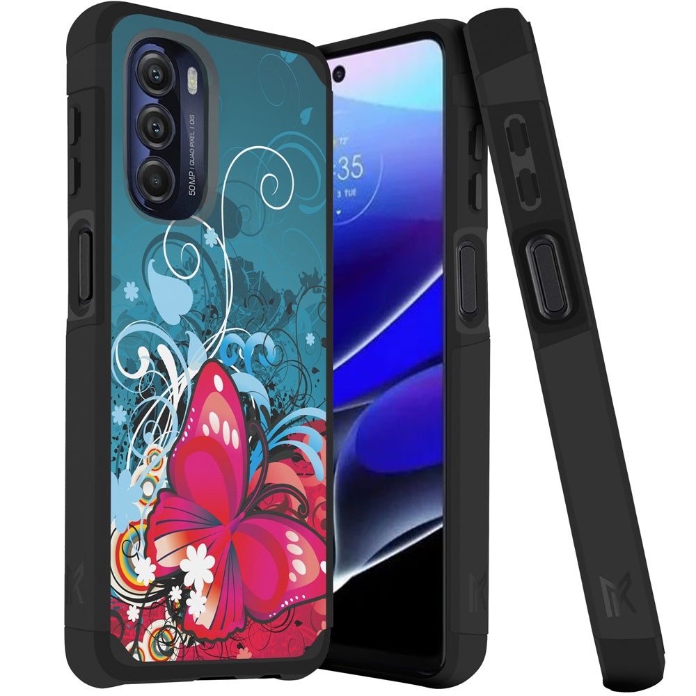 MetKase Tough Strong Slim Dual-Layer Shockproof Hybrid Case Cover For Moto G Stylus 5G 2022 - Butterfly Bliss
