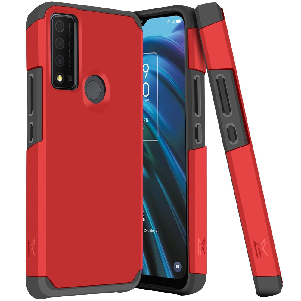 MetKase Tough Strong Slim Dual-Layer Shockproof Hybrid Case Cover For TCL 30 Xe 5G - Flame Scarlet
