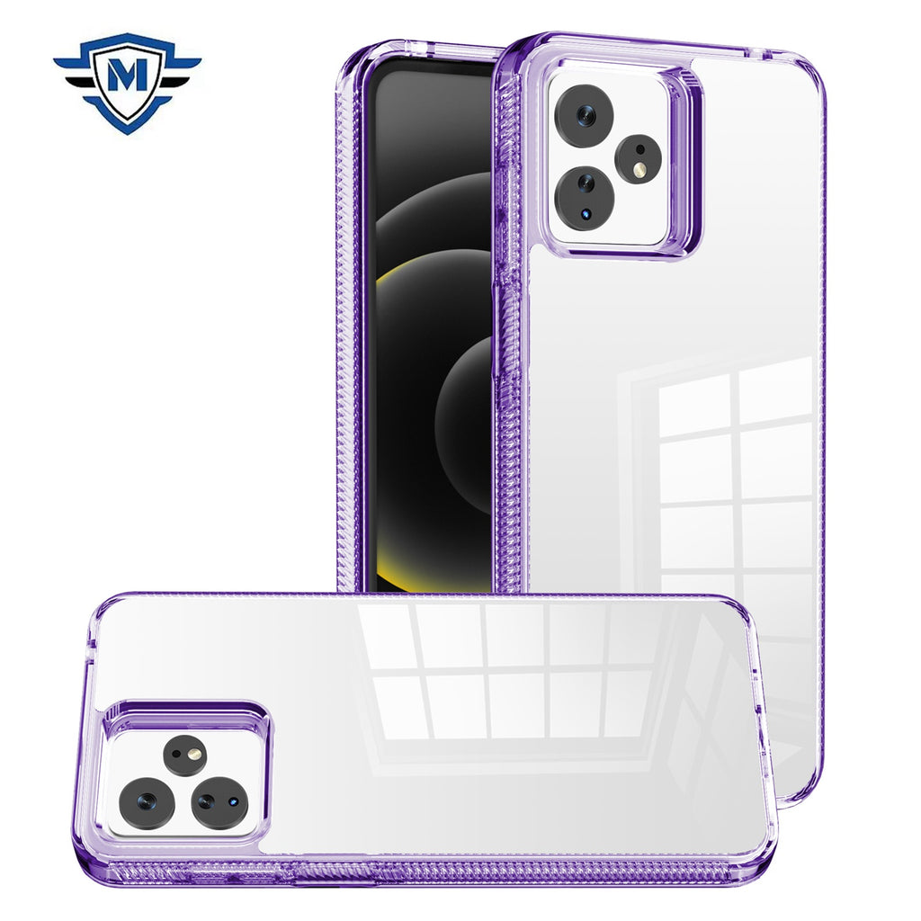 Metkase Dotted Edged Line Transparent High Quality Hybrid Case In Slide-Out Package For Celero 3 Plus - Clear/Purple